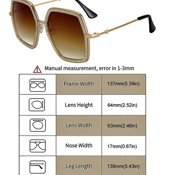 Oversized Hexagon Fashion Sunglasses 65 mm - Picture 4 of 5